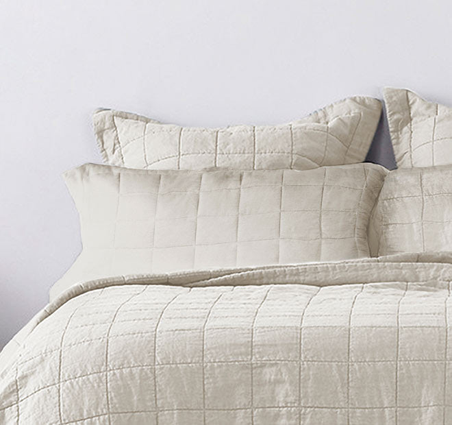 Harley Washed Cotton Queen Bed and King Bed Coverlet Set Nude