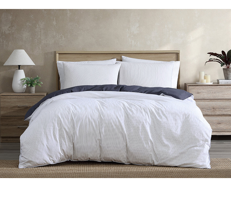 Khan Stripe Quilt Cover Set Range Indigo
