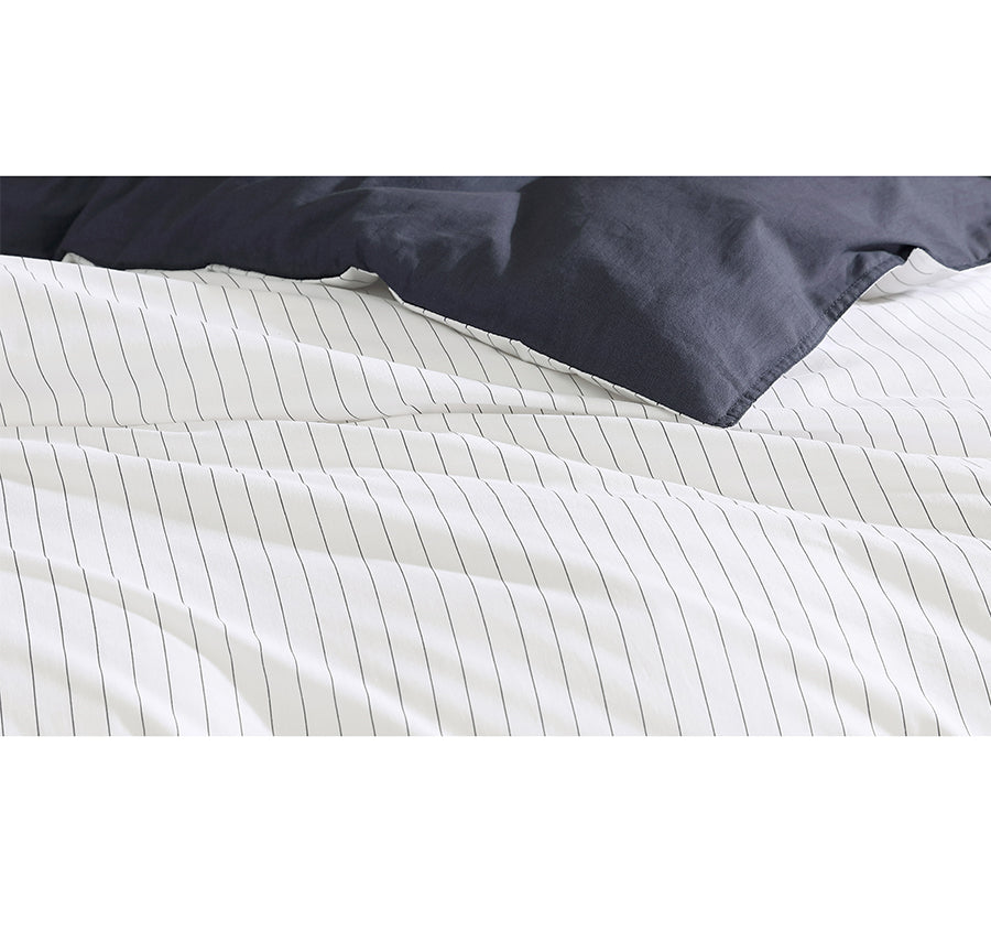 Khan Stripe Quilt Cover Set Range Indigo