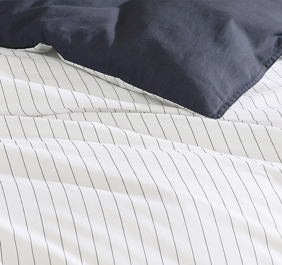 Khan Stripe Quilt Cover Set Range Indigo