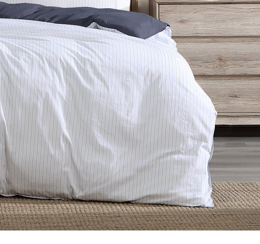 Khan Stripe Quilt Cover Set Range Indigo