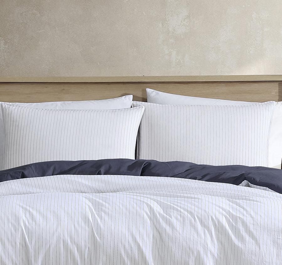Khan Stripe Quilt Cover Set Range Indigo