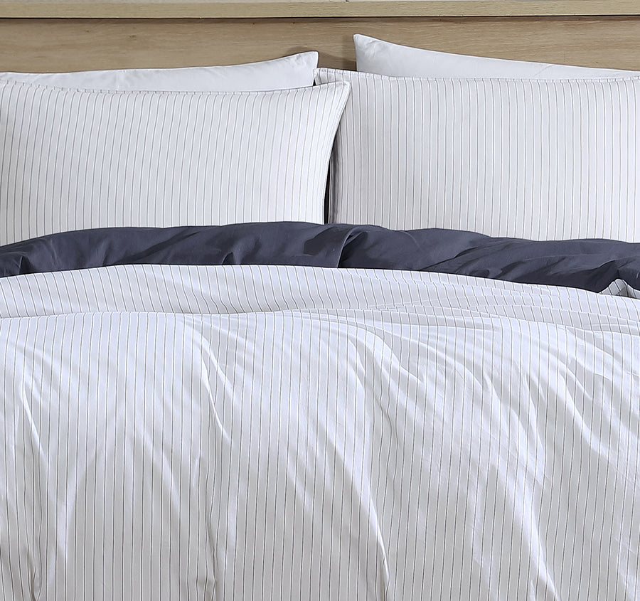 Khan Stripe Quilt Cover Set Range Indigo