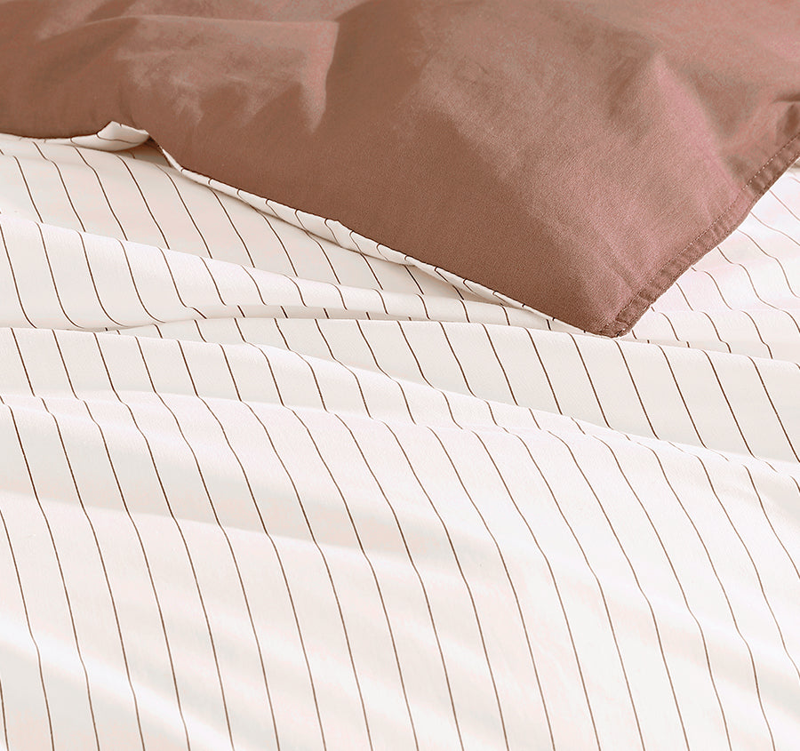 Khan Stripe Quilt Cover Set Range Mocha