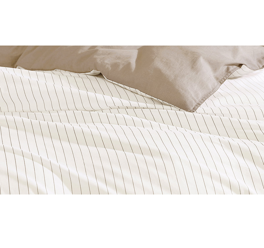 Khan Stripe Quilt Cover Set Range Stone