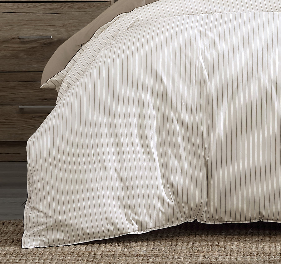 Khan Stripe Quilt Cover Set Range Stone
