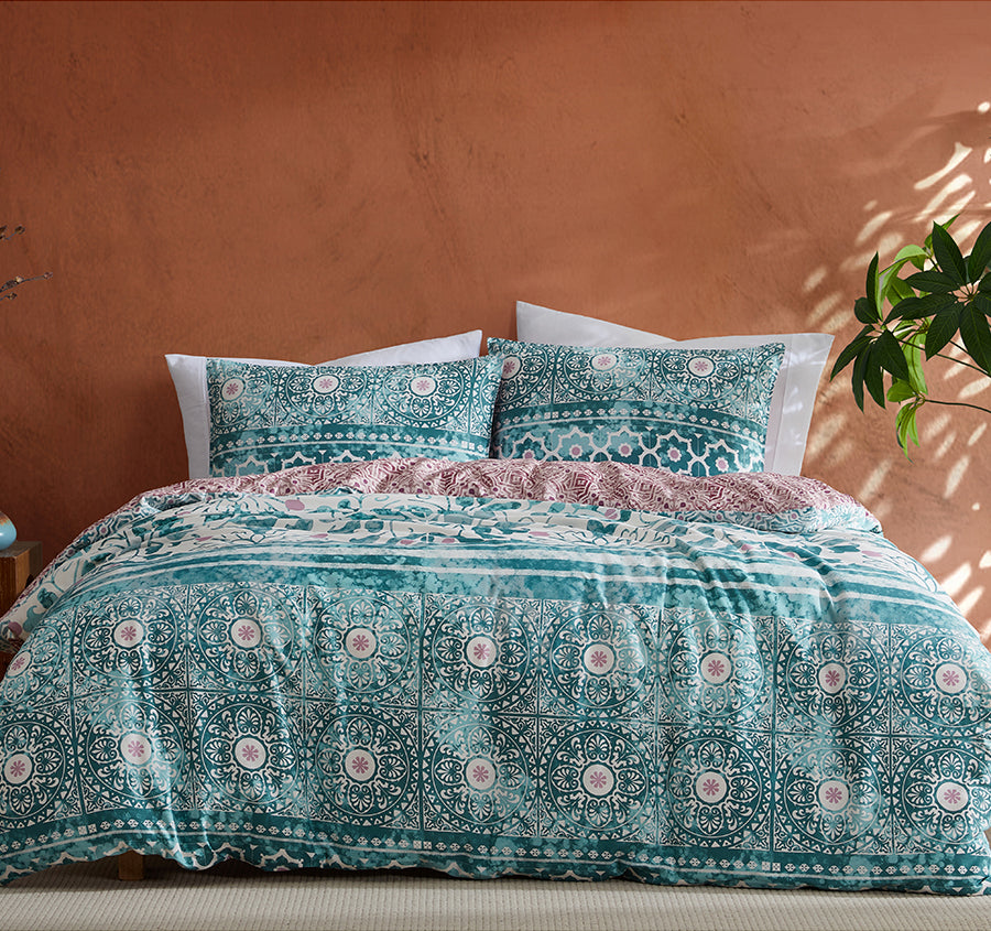 Lisbon Quilt Cover Set Range Teal
