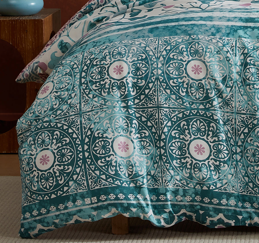 Lisbon Quilt Cover Set Range Teal