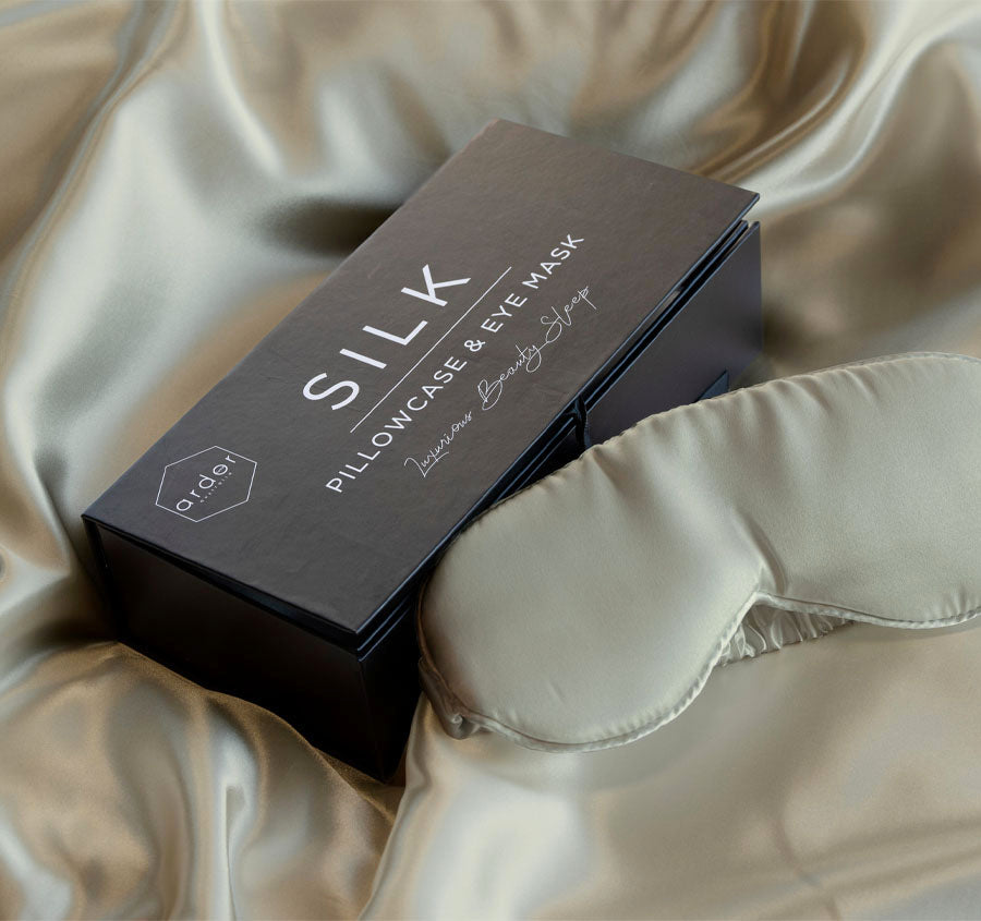 Silk Pillowcase and Eye Mask Set Silver Nights
