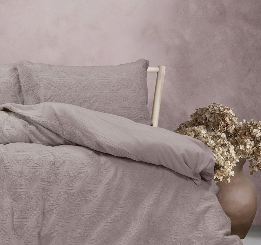 Cabo Quilt Cover Set Range Dusty Mauve