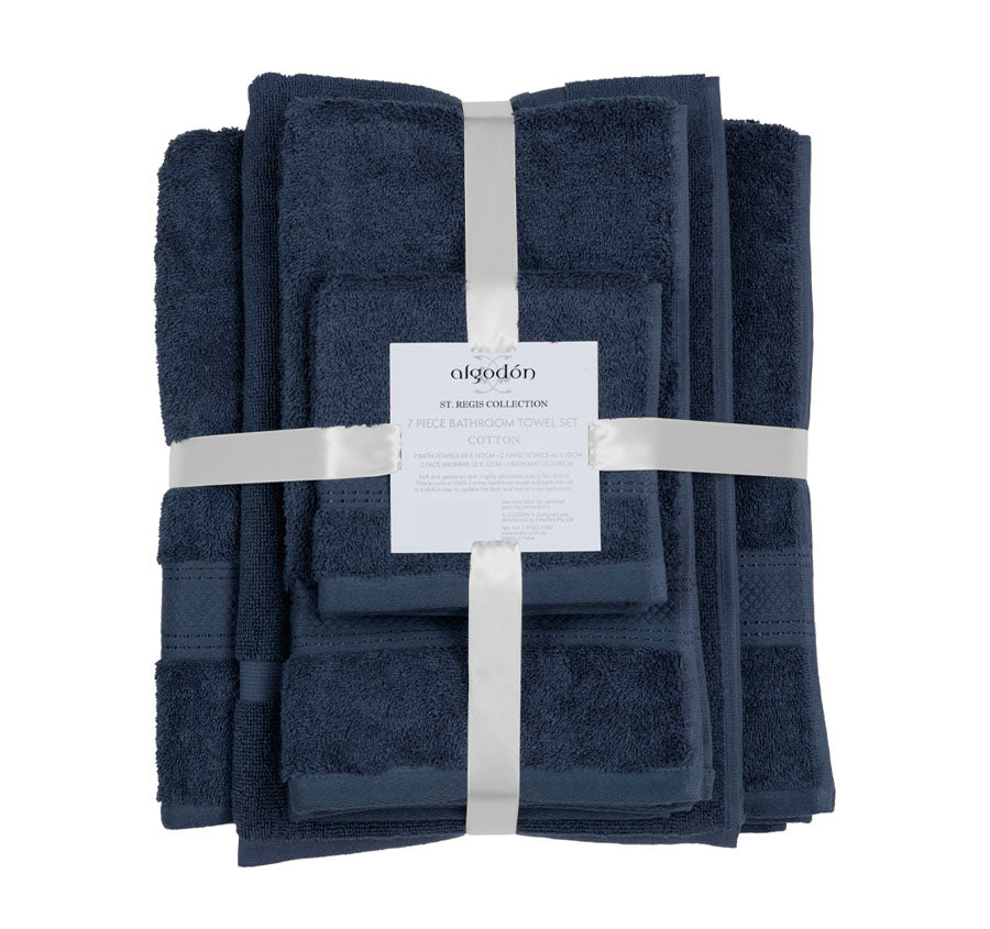 St Regis 7 Piece 600GSM Cotton Towel Set Navy