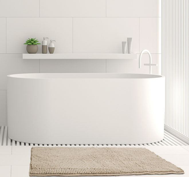 Toggle 1600GSM Microfibre Non-Slip Bath Mat Range Stone