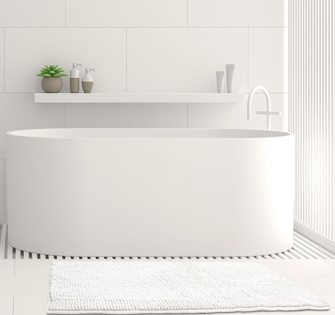 Toggle 1600GSM Microfibre Non-Slip Bath Mat Range White