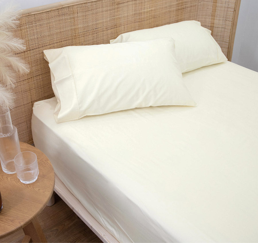 Bamboo Eco 400THC Cotton Mega Fitted Sheet Range Ivory