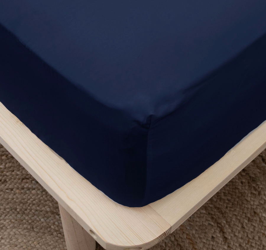 Bamboo Eco 400THC Cotton Mega Fitted Sheet Range Navy Manchester