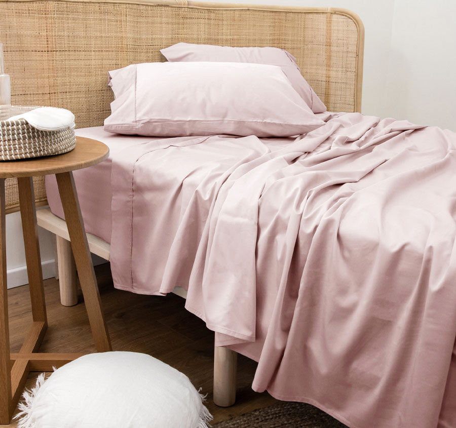 Bamboo Eco 400THC Cotton Sheet Set Range Blush