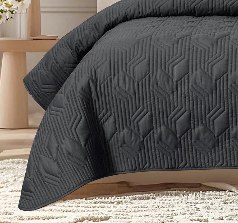 Bamboo Eco 400THC Cotton Coverlet Set Range Charcoal