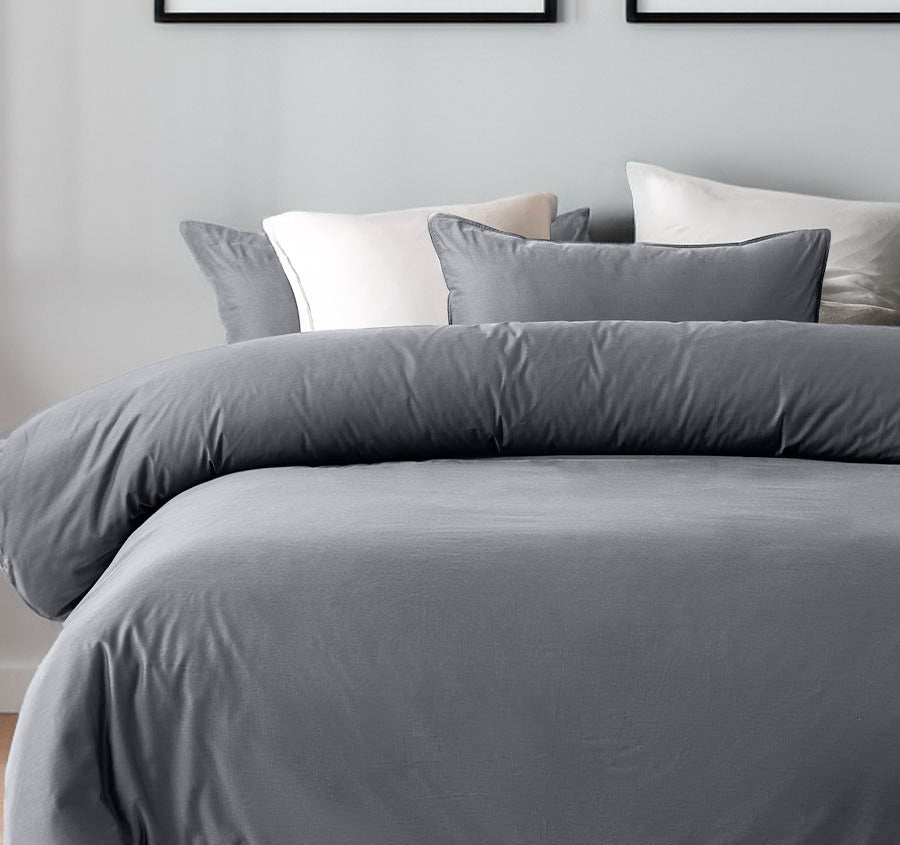 Bamboo Eco 400THC Cotton Quilt Cover Set Range Charcoal