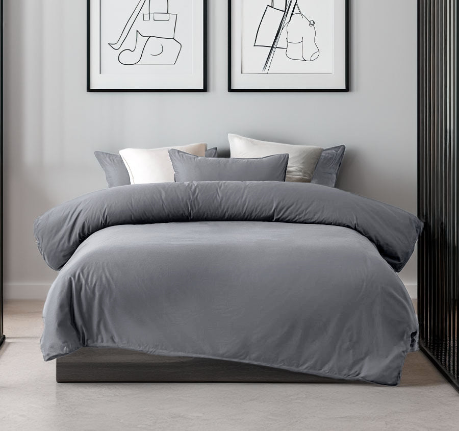Bamboo Eco 400THC Cotton Quilt Cover Set Range Charcoal