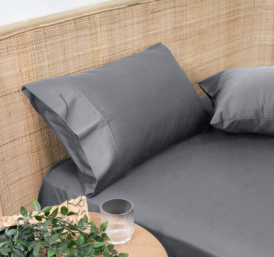 Bamboo Eco 400THC Cotton Standard Pillowcase Pair Charcoal
