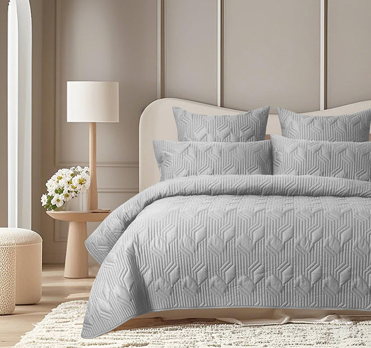 Bamboo Azure 400THC Cotton Coverlet Set Range Grey