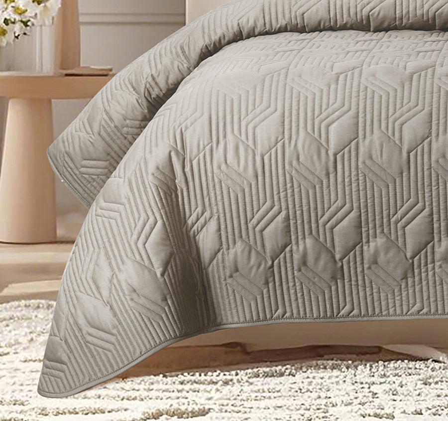 Bamboo Eco 400THC Cotton Coverlet Set Range Stone