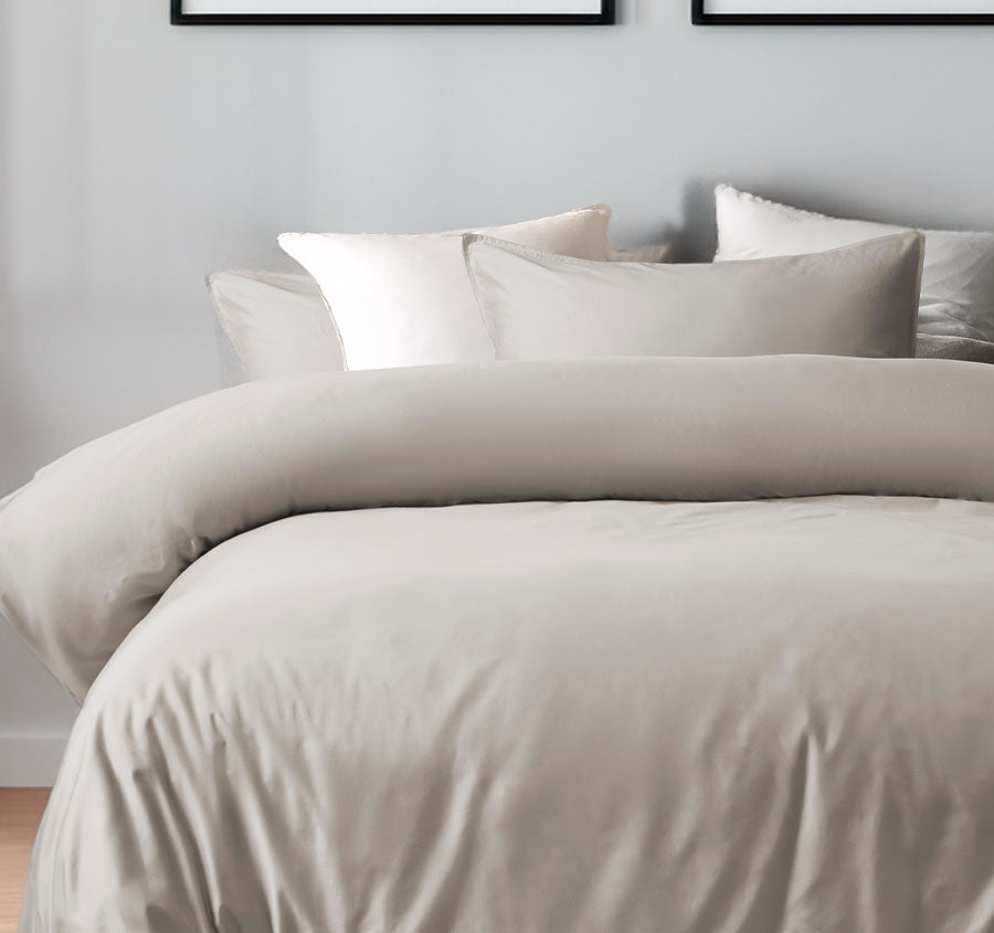 Bamboo Eco 400THC Cotton Quilt Cover Set Range Stone