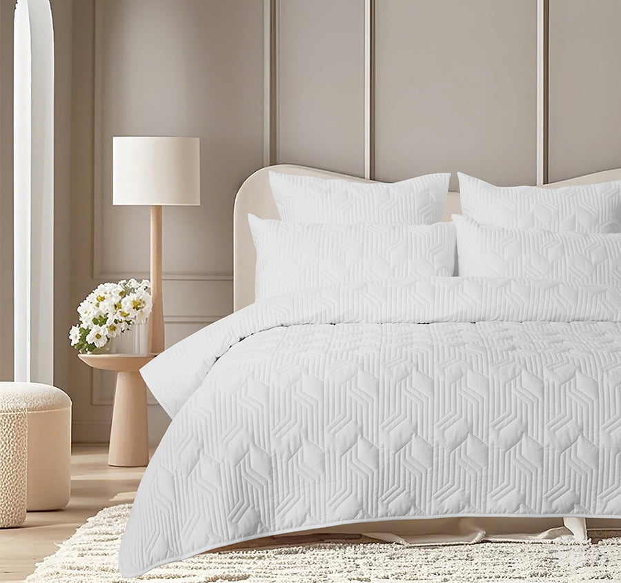 Bamboo Eco 400THC Cotton Coverlet Set Range White