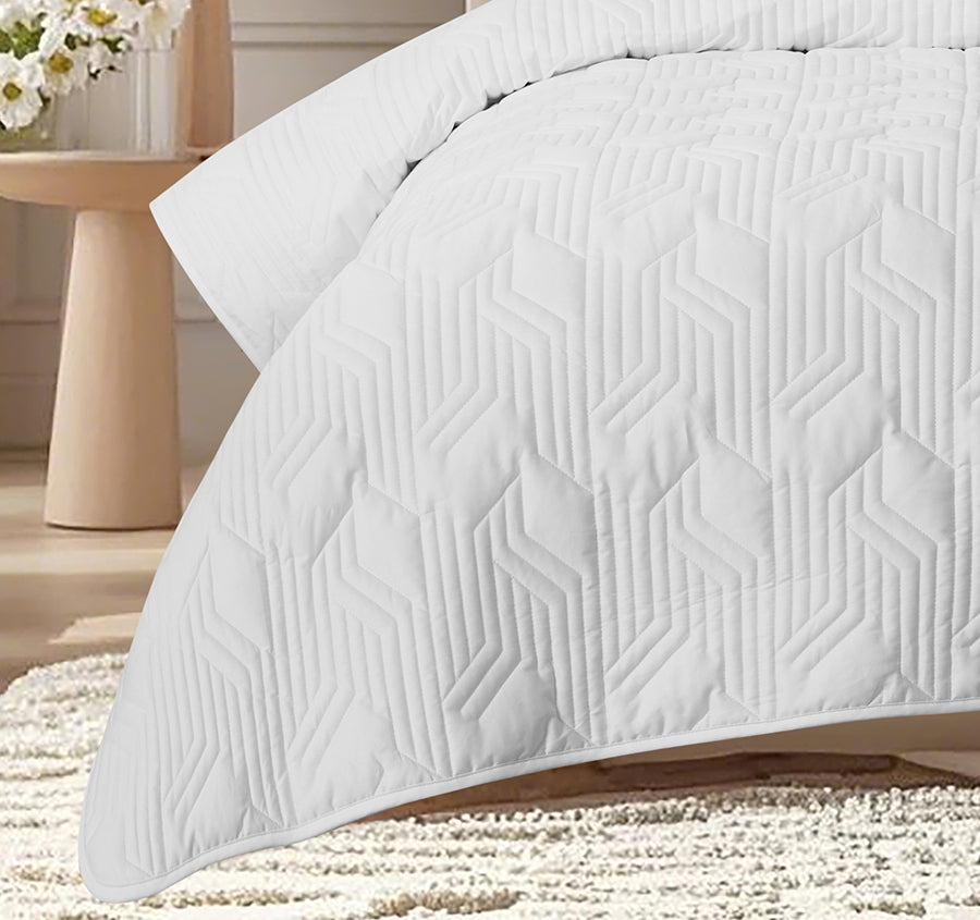 Bamboo Eco 400THC Cotton Coverlet Set Range White