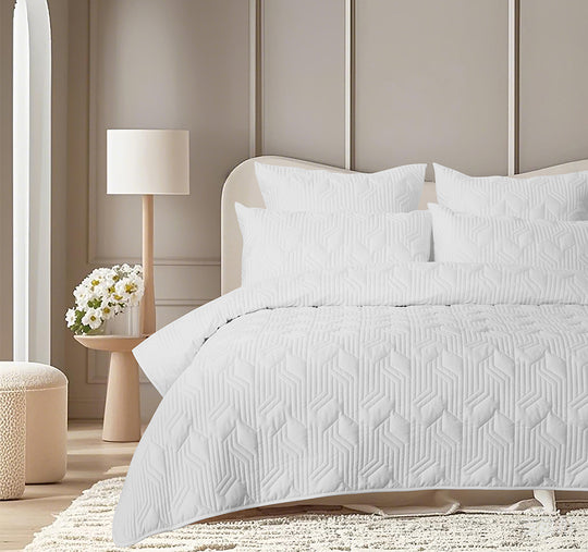 Bamboo Azure 400THC Cotton Coverlet Set Range White