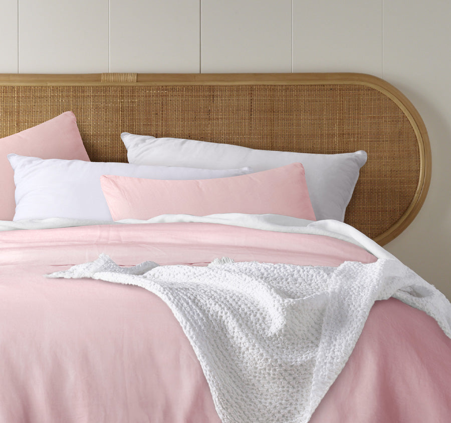 Stonewashed French Linen Quilt Cover Set Range Blush