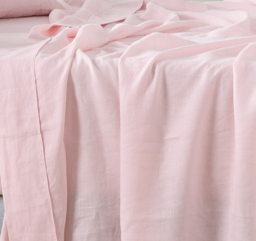 Stonewashed French Linen Mega Sheet Set Range Blush