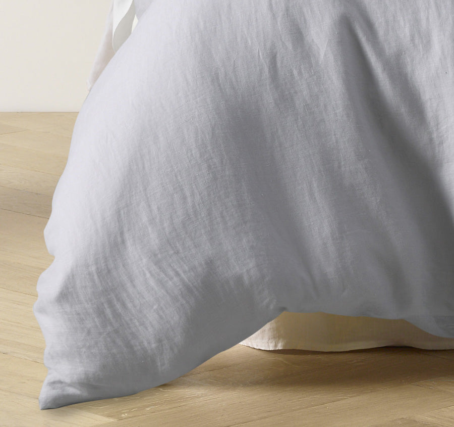 Stonewashed French Linen Quilt Cover Set Range Dove Grey