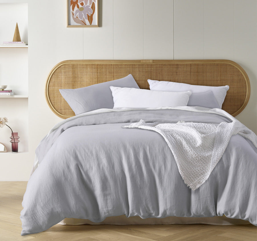 Stonewashed French Linen Quilt Cover Set Range Dove Grey