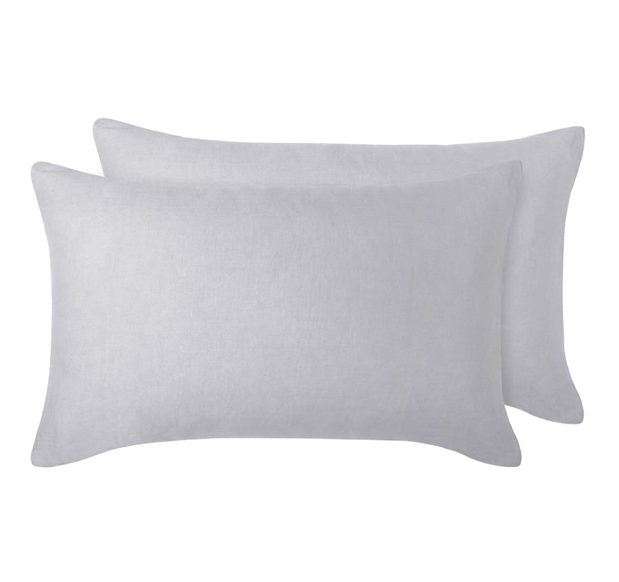 Stonewashed French Linen Standard Pillowcase Pair Dove Grey