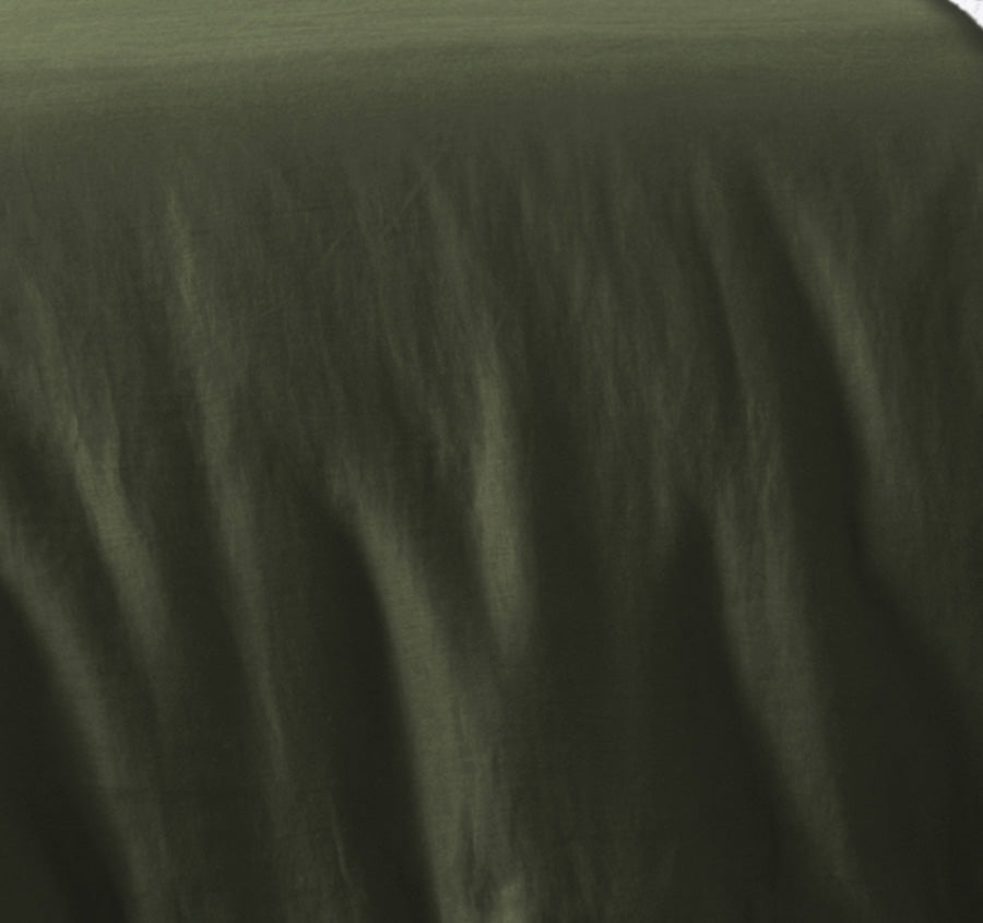 Stonewashed French Linen Quilt Cover Set Range Olive