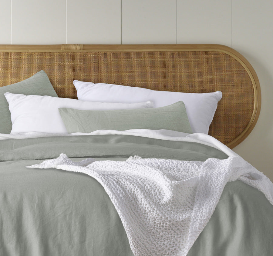 Stonewashed French Linen Quilt Cover Set Range Sage