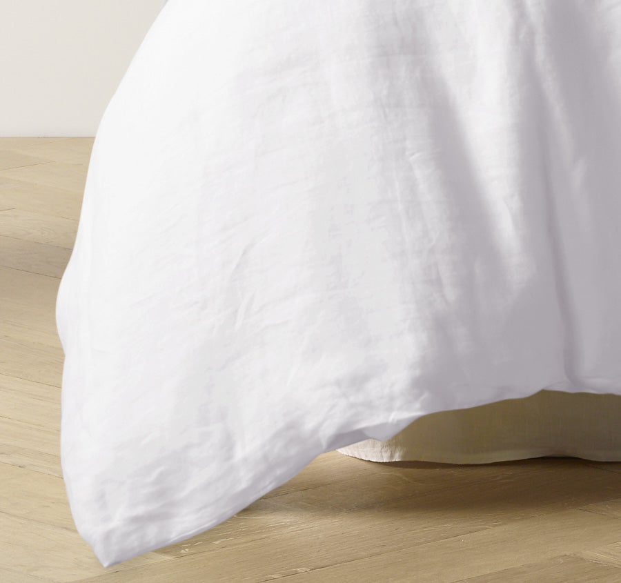 Stonewashed French Linen Quilt Cover Set Range White