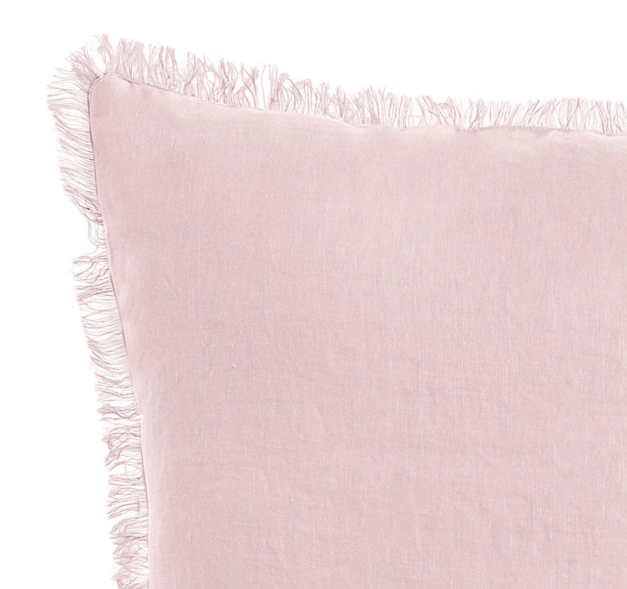Stonewashed French Linen 55x55cm Cushion Blush
