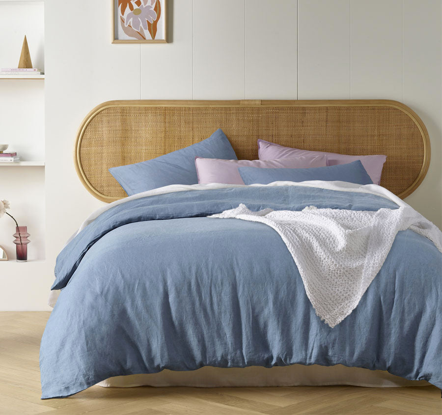 Stonewashed French Linen Quilt Cover Set Range Denim Blue