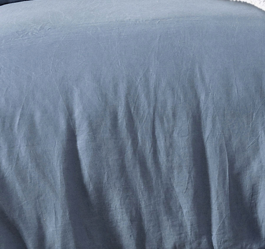 Stonewashed French Linen Quilt Cover Set Range Denim Blue