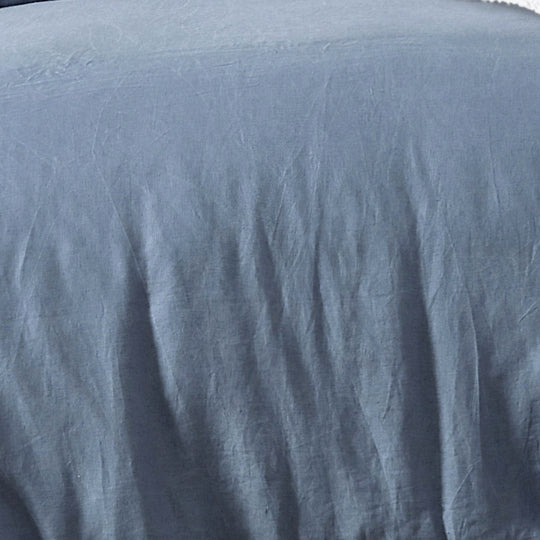 Stonewashed French Linen Quilt Cover Set Range Denim Blue
