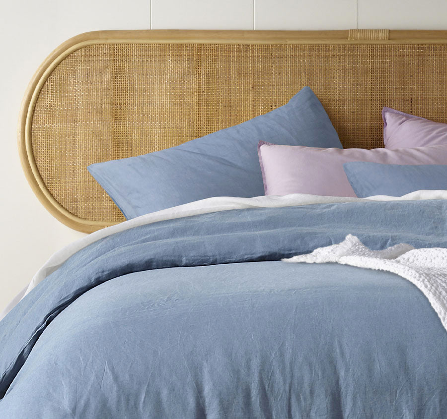 Stonewashed French Linen Quilt Cover Set Range Denim Blue