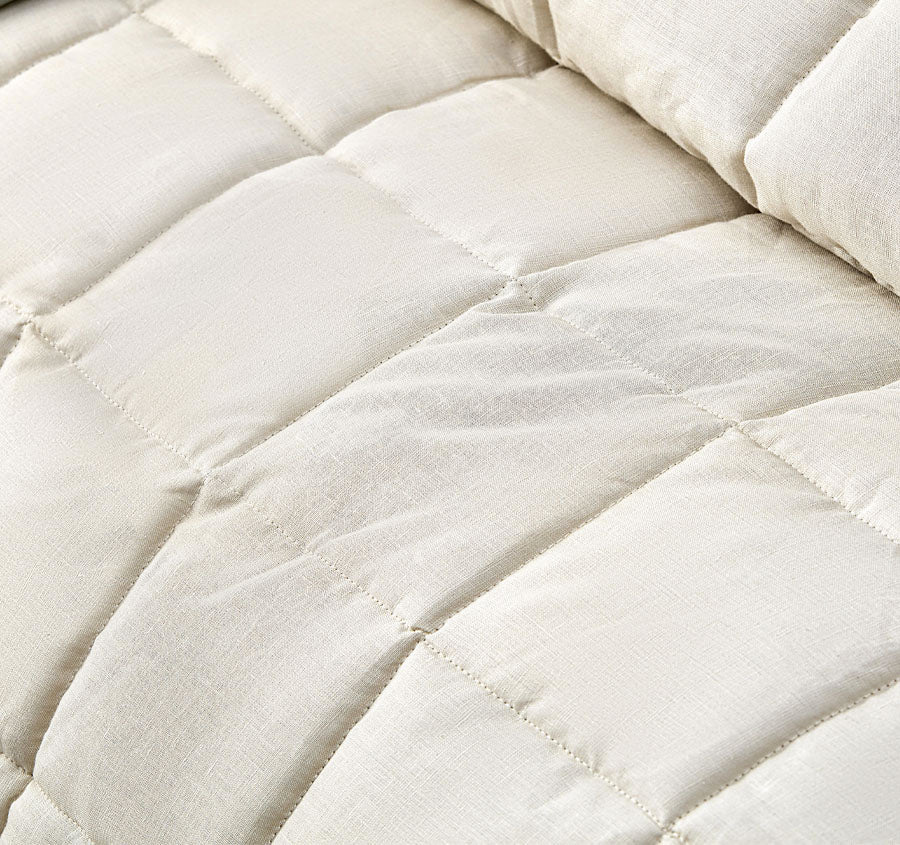 Stonewashed French Linen Coverlet Set Range Natural
