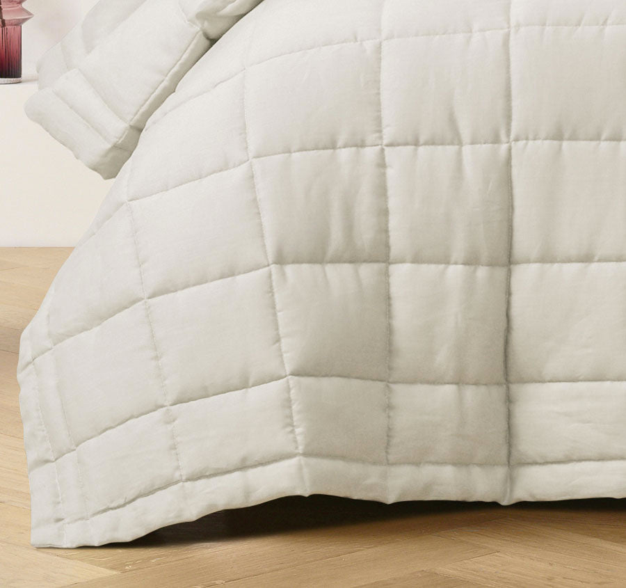 Stonewashed French Linen Coverlet Set Range Natural