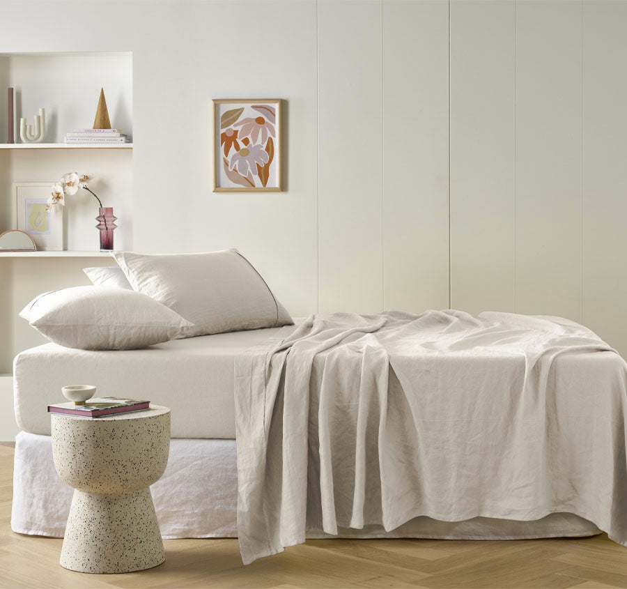 Stonewashed French Linen Mega Sheet Set Range Natural