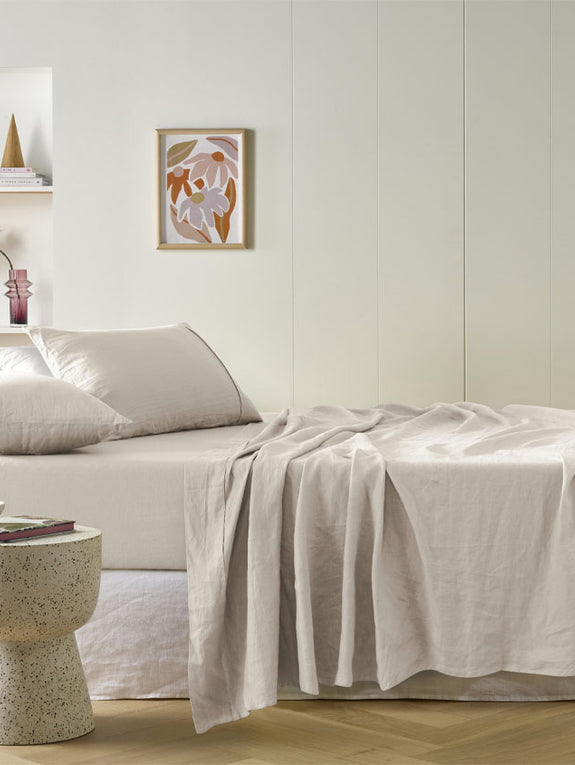 Stonewashed French Linen Mega Sheet Set Range Natural
