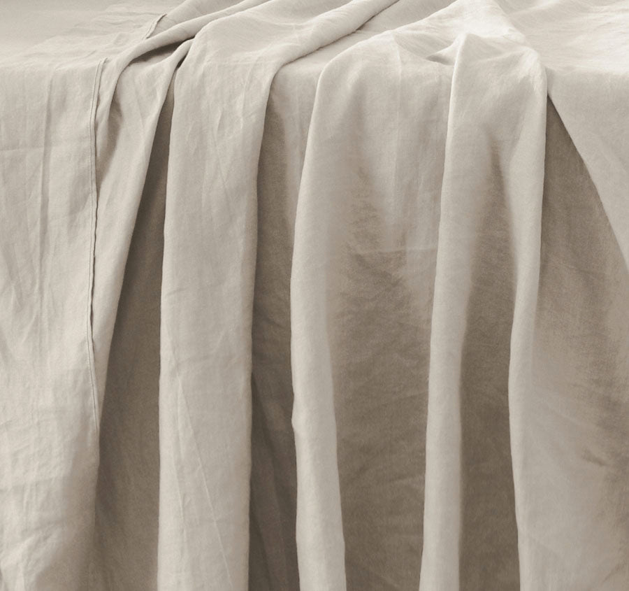 Stonewashed French Linen Mega Sheet Set Range Natural