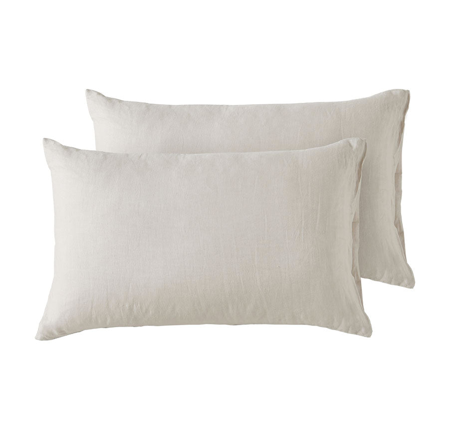 Stonewashed French Linen Standard Pillowcase Pair Natural