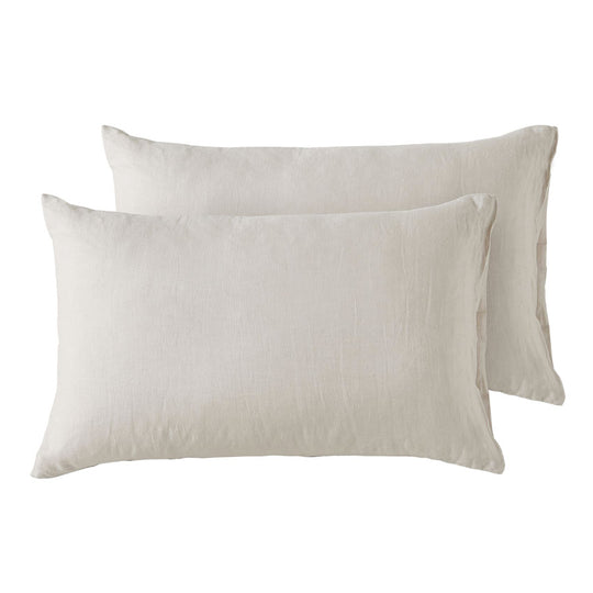 Stonewashed French Linen Standard Pillowcase Pair Natural